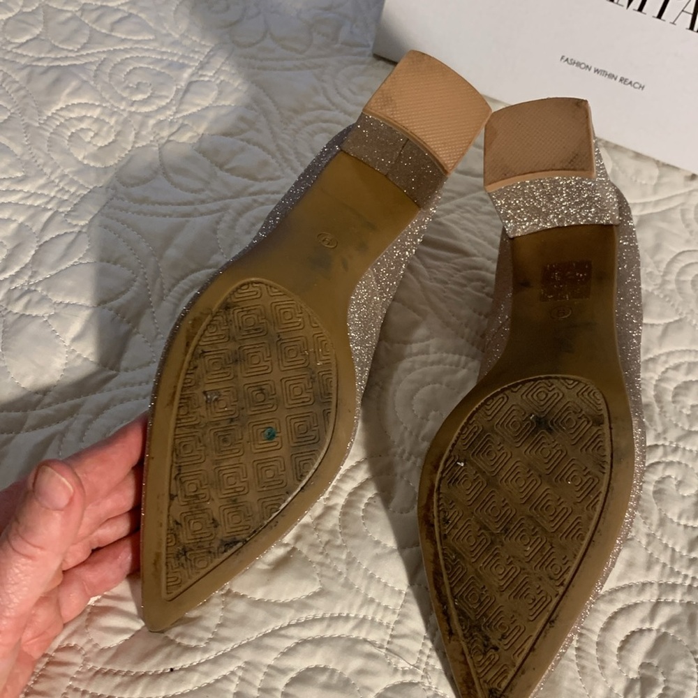 Dream Pairs gold glitter block heel dressy shoes size 9 - Picture 9 of 12